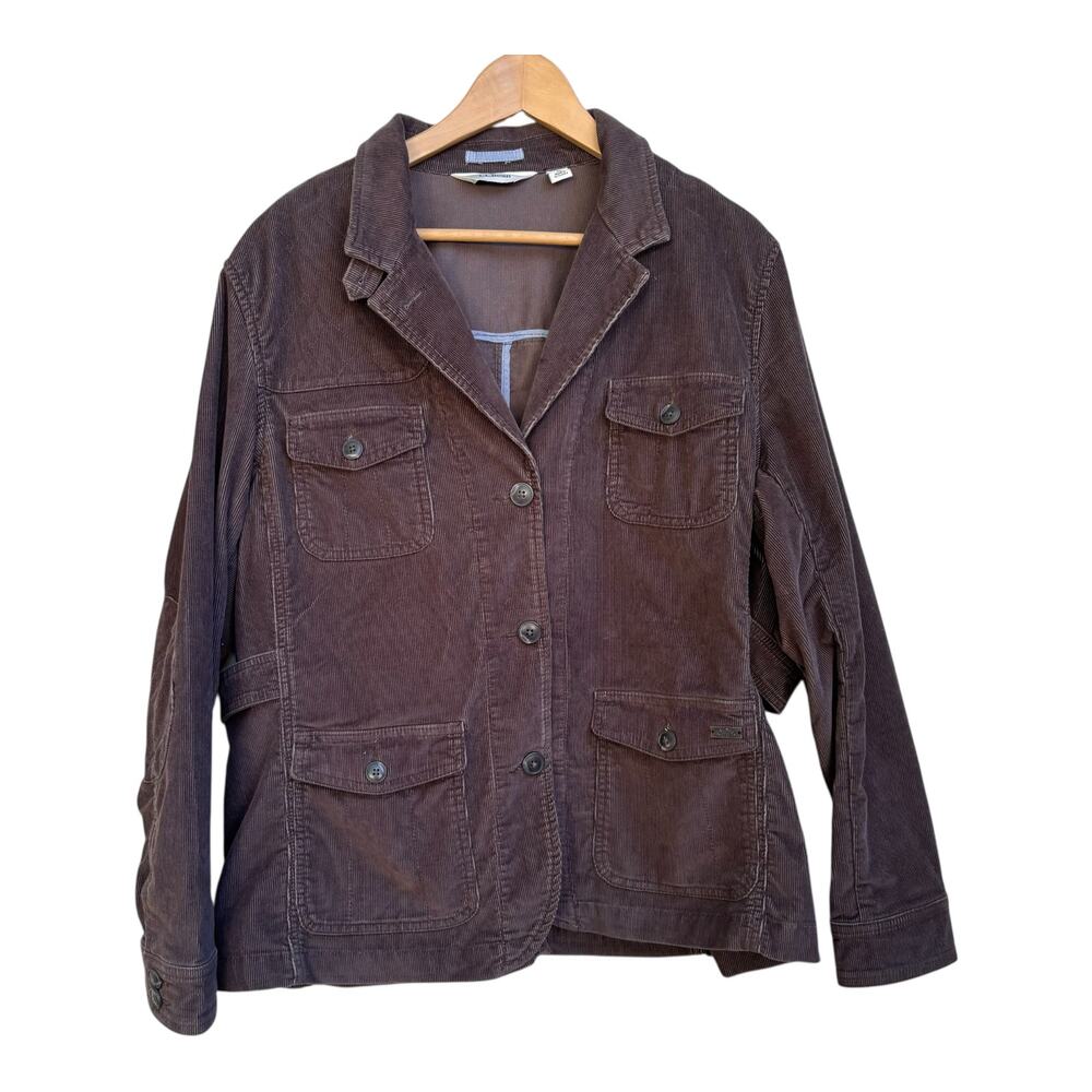 L.L. Bean Brown Corduroy Blazer Jacket Size XL Elbow Patches Pockets